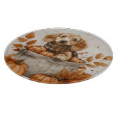Herbst Dackel Hunde Pumpkin Schneidebrett (Ecke)
