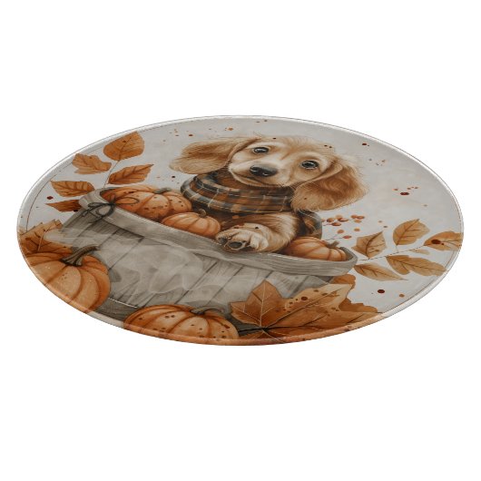 Herbst Dackel Hunde Pumpkin Schneidebrett (Ecke)