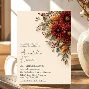 Herbst-Dahlia-Blumen-Rost und Burgunder-Herbstblum Einladung