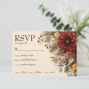Herbst-Dahlia-Blumen-Rost und Burgunder-Herbstblum RSVP Karte