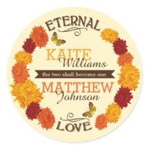 Herbst-Dahlia-Wreath-Hochzeitslabel