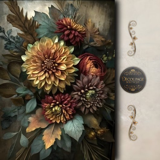 Herbst-Dahlie-Blumenstrauß-Decoupage Seidenpapier
