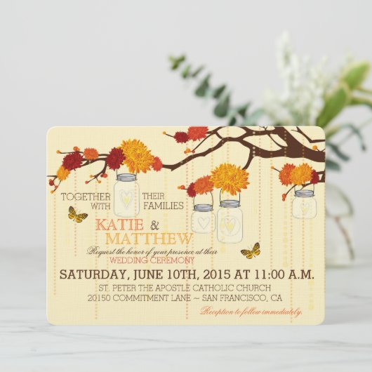 Herbst-Dahlie-Niederlassungs-Gläser, die Einladung (Stehend Vorderseite)