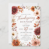 Herbst-Dahlie Thanksgiving-Dinner Einladung (Vorderseite)