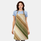 Herbst Daisy Brown, Cream und Grünstreifen Schürze (Getragen)