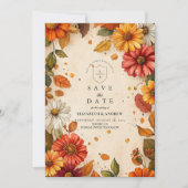 Herbst Daisy Floral Wedding Save The Date (Vorderseite)
