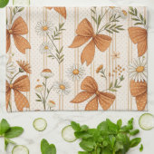 Herbst-Daisy- und Schleifen-Blumenmuster Geschirrtuch (Gefaltet)