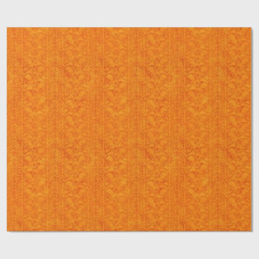 Herbst-Damast-Orange Geschenkpapier (Flach)