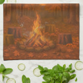 Herbst-Dämmerung-Lagerfeuer-Küchentücher mit breit Geschirrtuch (Gefaltet)