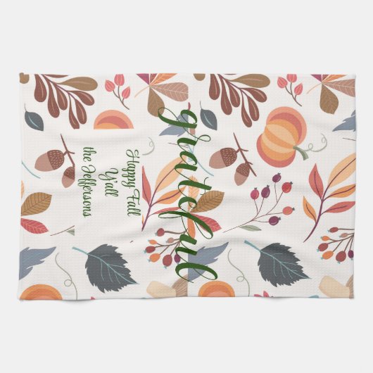 Herbst "dankbar" glücklich Fall Y'all Geschirrtuch (Horizontal)