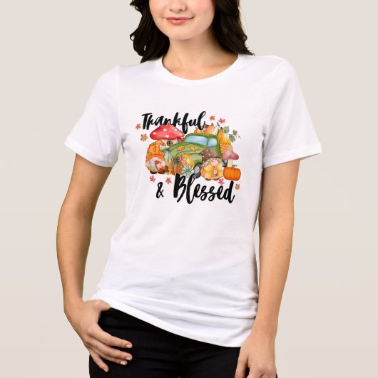 Herbst Dankbar und gesegnet Herbst Tri-Blend Shirt (Vorderseite)