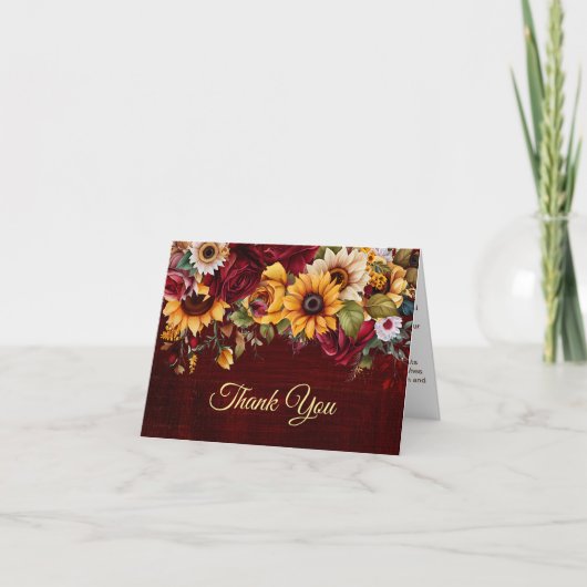 Herbst danke bordeauxfarbene Rose Sonnenblumen (Vorderseite)