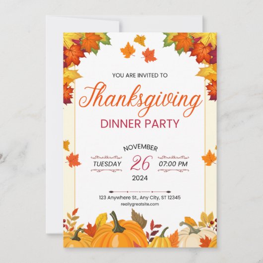 Herbst-Dankfest-Dinnerparty-Kunst Einladung (Vorderseite)