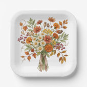 Herbst-Dankfest-Versammlungen Herbstflorales Pappteller (Vorderseite)