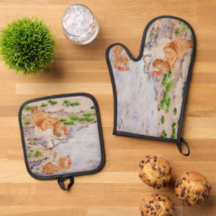 Herbst das Huhn Ofenhandschuh & Topflappen-Set