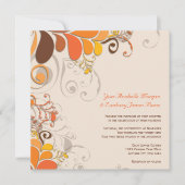 Herbst Deko Floral Wirbel Einladung Hochzeit (Vorderseite)