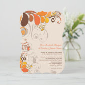 Herbst Deko Floral Wirbel Hochzeit 2 in 1 Einladun Einladung (Stehend Vorderseite)