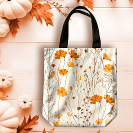 Herbst Delikate Orange Wildblumen auf Creme Tasche