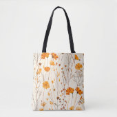 Herbst Delikate Orange Wildblumen auf Creme Tasche (Vorderseite)