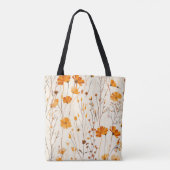 Herbst Delikate Orange Wildblumen auf Creme Tasche (Rückseite)