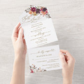 Herbst der Liebe Burgundy Pumpkin-Hochzeit All In One Einladung (Abreißen)