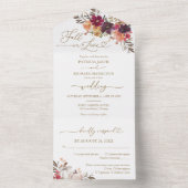 Herbst der Liebe Burgundy Pumpkin-Hochzeit All In One Einladung (Innen Boden)