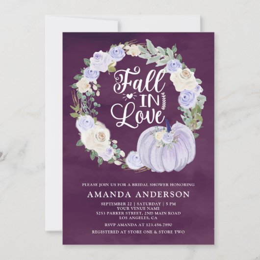 Herbst der Liebe Lavender Pumpkin Pum Brautparty Einladung (Vorderseite)