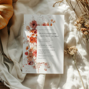 Herbst der Liebe Orange Blumenhochzeit Einladung