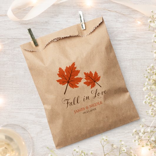 Herbst der Liebe Orange Brown Blätter Hochzeit Geschenktütchen (Ausgeschnitten)