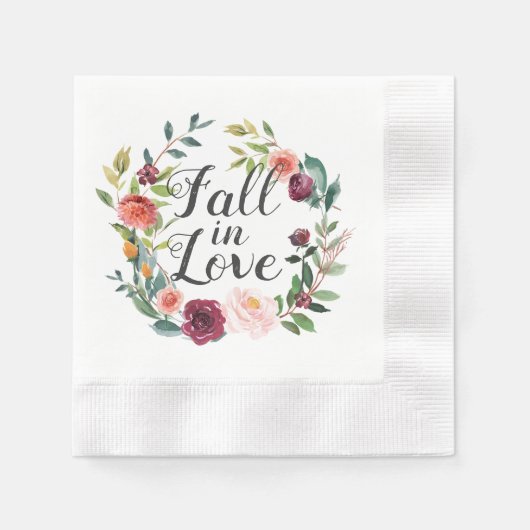 Herbst der Liebe Rustikale Burgunder Blumenzeremon Serviette (Vorderseite)