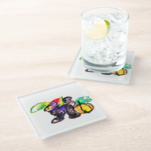 Herbst der Schwarzen Katze Glasuntersetzer (Schrägansicht)