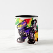 Herbst der Schwarzen Katze Zweifarbige Tasse (Mittel)