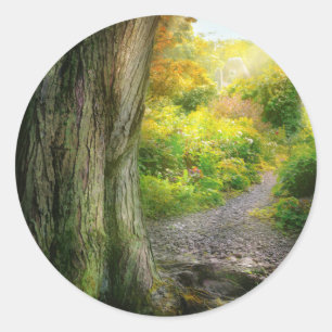 Herbst - Der Weg zum Grannenhaus Runder Aufkleber