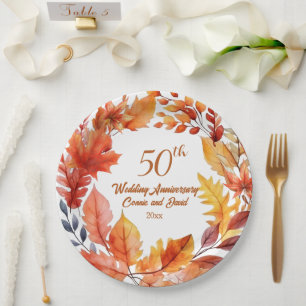 Herbst des 50. Hochzeitstages Pappteller