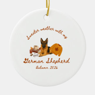 Herbst Deutsche Schafhunde Hygge Keramik Ornament