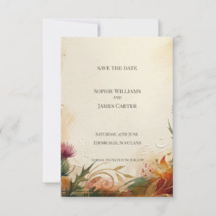Herbst-Distel-Wildblumen-Karte zur Vorabanzeige de Save The Date