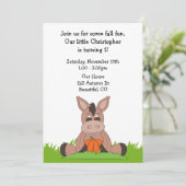 Herbst Donkey 1. Geburtstag Einladung (Stehend Vorderseite)