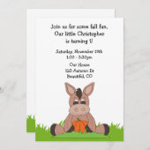 Herbst Donkey 1. Geburtstag Einladung (Vorne/Hinten)