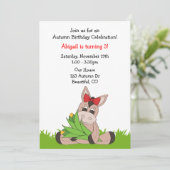 Herbst - Donkey-Geburtstagseinladung für Mädchen Einladung (Stehend Vorderseite)