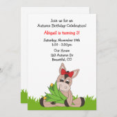 Herbst - Donkey-Geburtstagseinladung für Mädchen Einladung (Vorne/Hinten)