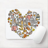 Herbst-Doodle-Herz Mousepad (Mit Mouse)
