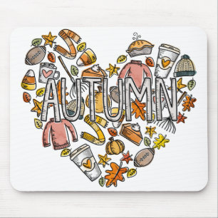 Herbst-Doodle-Herz Mousepad