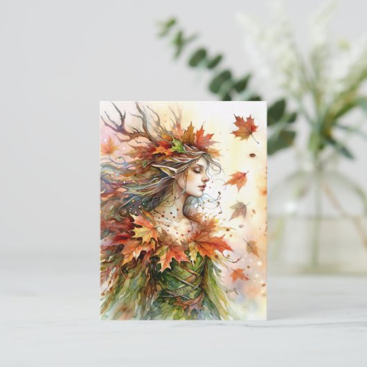 Herbst Dryad Fairycore Fall ästhetische Postkarte (Stehend Vorderseite)