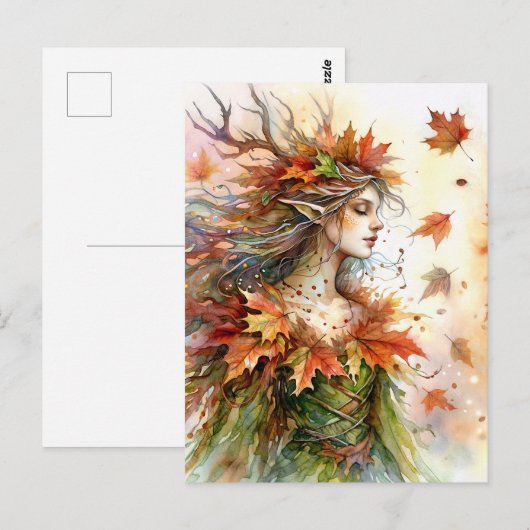 Herbst Dryad Fairycore Fall ästhetische Postkarte (Vorne/Hinten)