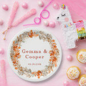 Herbst Dunkelrot-orangefarbene Blumenhochzeit Pappteller (Party)