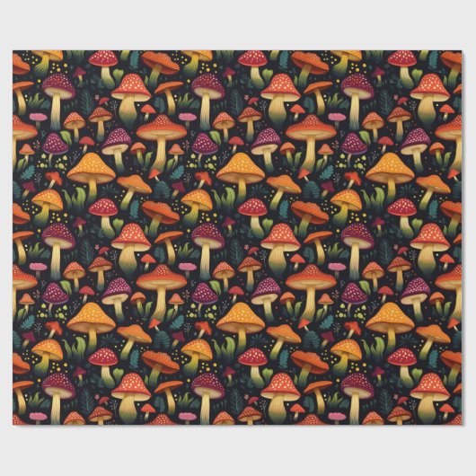 Herbst Dunkler Botanischer Pilz Goblincore Geschenkpapier (Flach)
