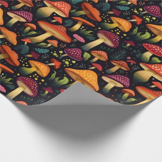 Herbst Dunkler Botanischer Pilz Goblincore Geschenkpapier (Ecke)