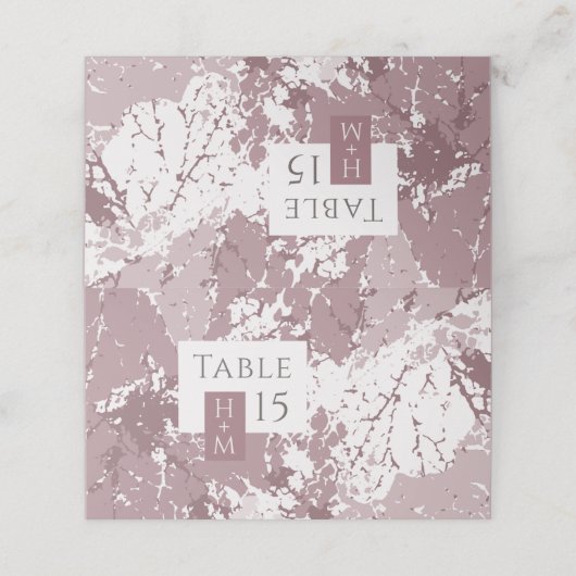 Herbst Dusty Rose Blätter Hochzeit Platzkarte (Außenseite Aufgefaltet)