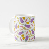 Herbst | Eggplant Gelbes Blattfolienmuster Kaffeetasse (Vorderseite Links)