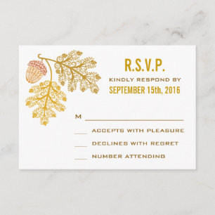 Herbst-Eicheln und Eichenblätter Hochzeit-RSVP RSVP Karte